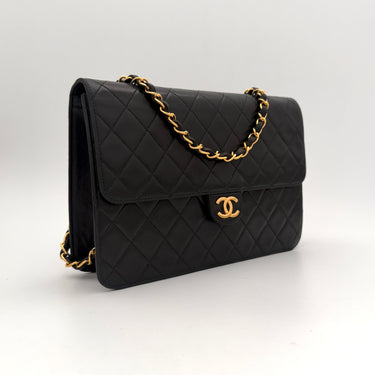 Chanel vintage mid flap black lambskin gold hardware