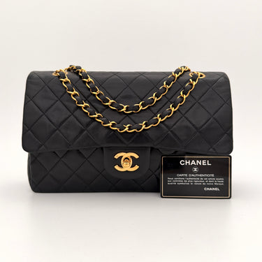 Chanel Timeless 25 double flap bag black lambskin