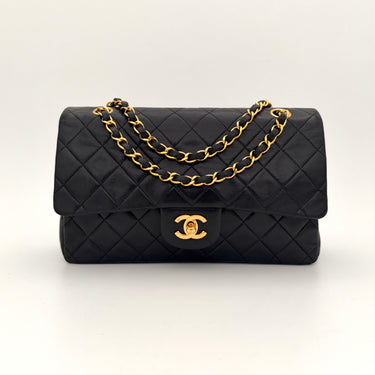 Chanel Timeless 25 double flap bag black lambskin