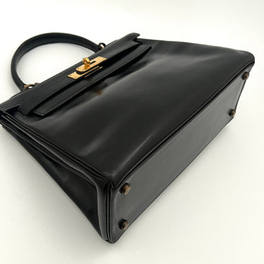 Hermès Kelly 28 black leather vintage ref. 8034