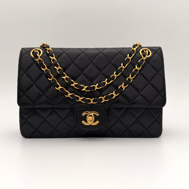 Chanel classic double flap black lambskin gold hardware