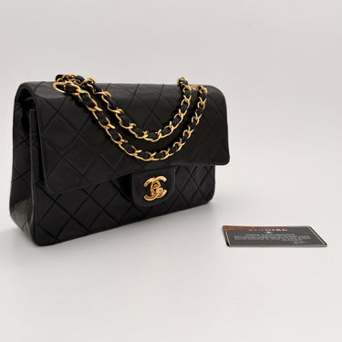 Chanel Timeless 23 Classic double flap bag black lambskin leather vintage