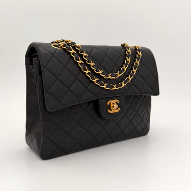 Chanel Timeless double flap 25 black lambskin gold hardware