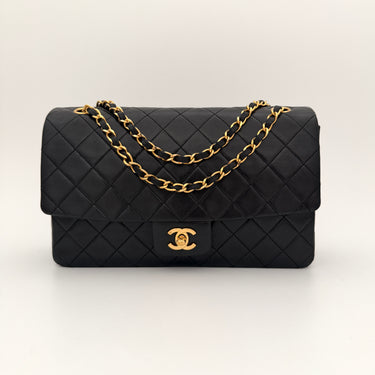 Chanel Classic flap black lambskin leather gold hardware with coin purse