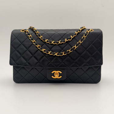 Chanel Classic flap black lambskin leather gold hardware