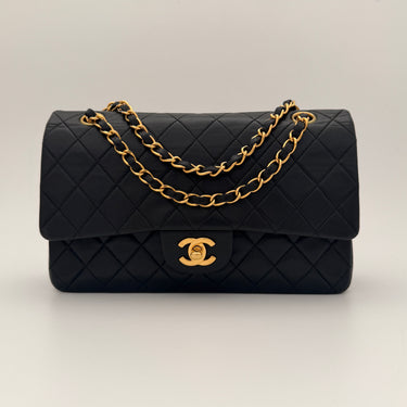 Chanel Timeless 25 Classic double flap bag black lambskin leather