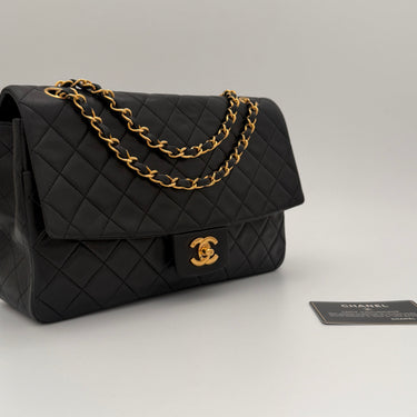 Chanel Classic flap black lambskin leather gold hardware